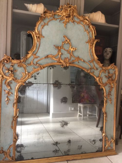 Large 18th Century French Carved Mask Chippendale Mirror Overmantel