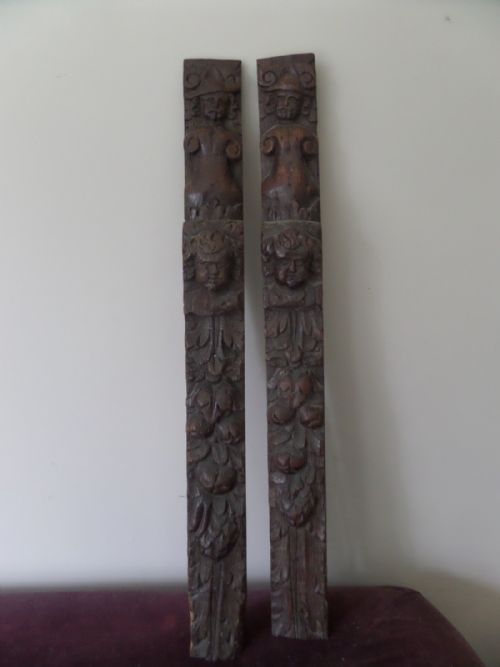 17th Century Caryatids Angels Cherubs Carved Oak