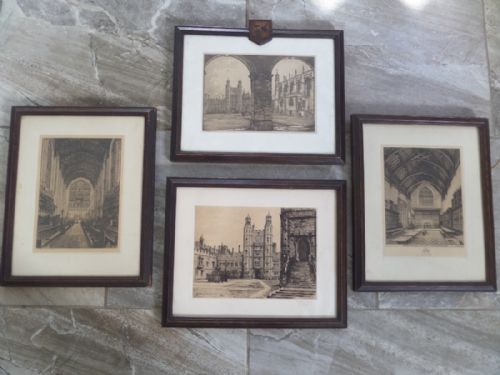 Antique 19th Century Engraving of Eton College Chapel Hall E Burrows