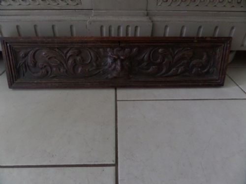 Large Victorian Carved Oak Over Door Panel Green Man Devil Demon