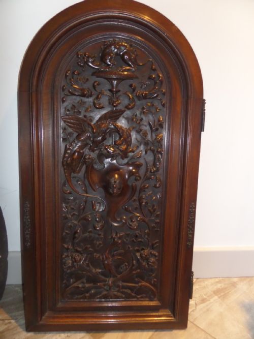 Large 19th Century Walnut Winged Griffin Panel