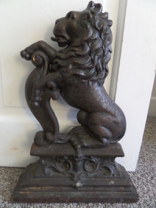 Antique 19th Century Rampant Lion Cast Iron Doorstop