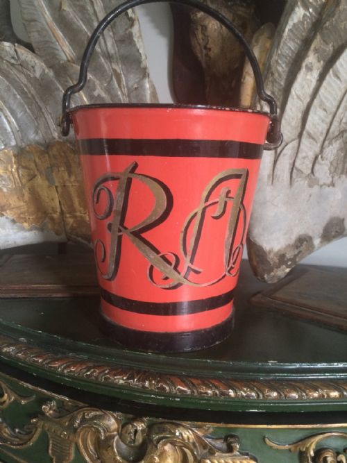 Rare 19th Century Red Fire Bucket from the Royal Academy Hand Painted