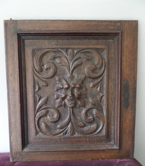 Victorian Carved Oak Green Man Panel