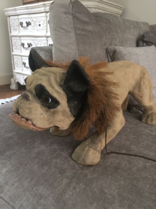 Antique Victorian Papier Mache French Bulldog 1890