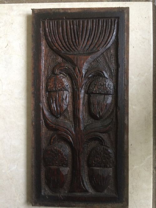 16th Century Carved Oak Panel with Carved Acorns