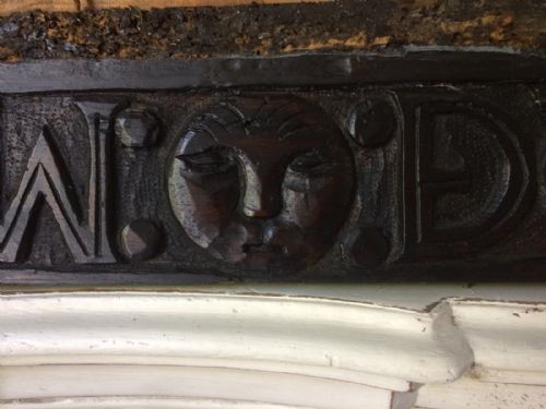 Large 16th Century Carved Panel Moon and Dragons