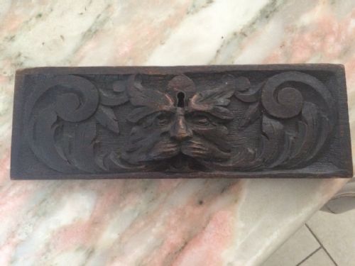 Victorian Carved Oak Green Man Panel