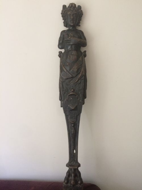 18th Century Carved Oak Female Devil Caryatid with Claw Feet
