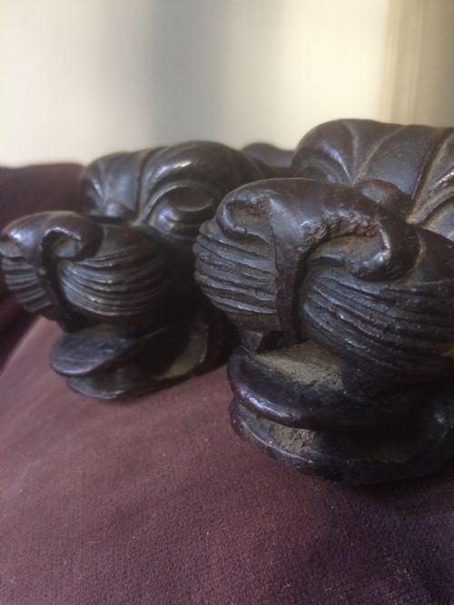 19th Century Carved Oak Dog's Head Carvings