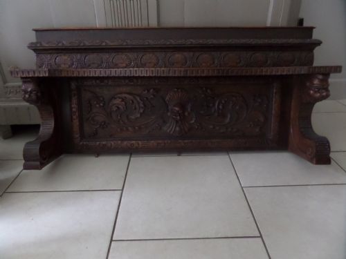 19th Century Carved Walnut Overmantel Green Man Gargoyle Pediment