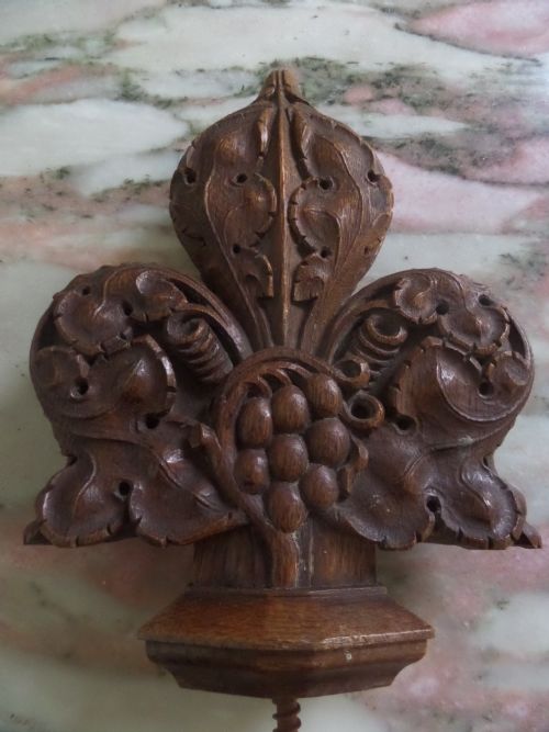 19th Century Carved Oak Gothic Church Poppy Head Finial