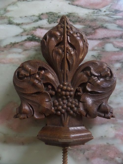 19th Century Carved Oak Gothic Church Poppy Head Finial