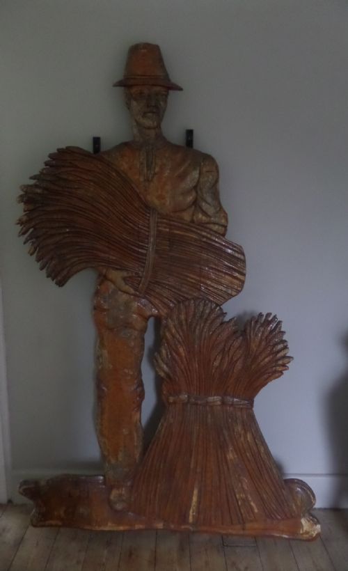 Antique German Carved Wooden Lay Shop Sign Figure