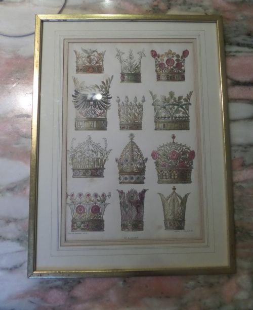 19th Century Chromolithograph a Seder Crowns