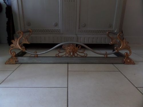 Antique Art Nouveau Fireplace Fire Fender Lion and Fox Masks