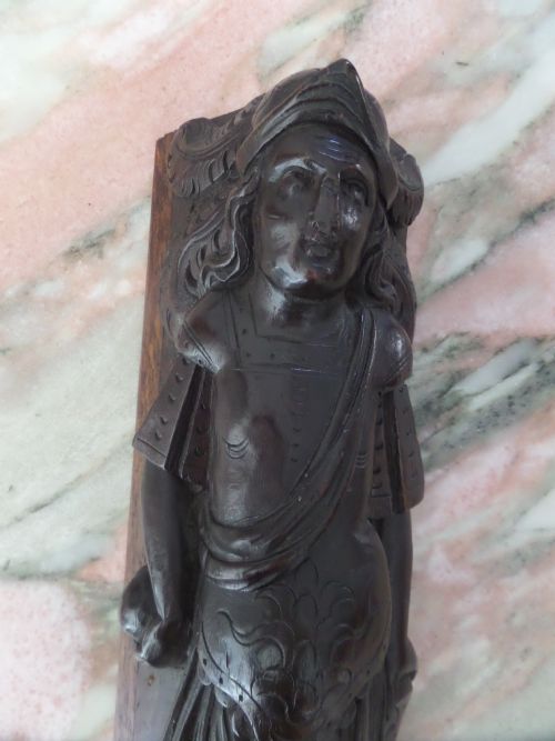 18th Century Carved Oak Caryatid Winged Cherub
