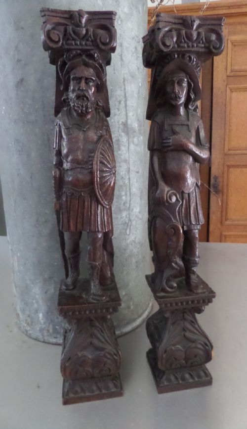 Stunning Pair of Heavily Carved Oak Caryatids Late 18th Century