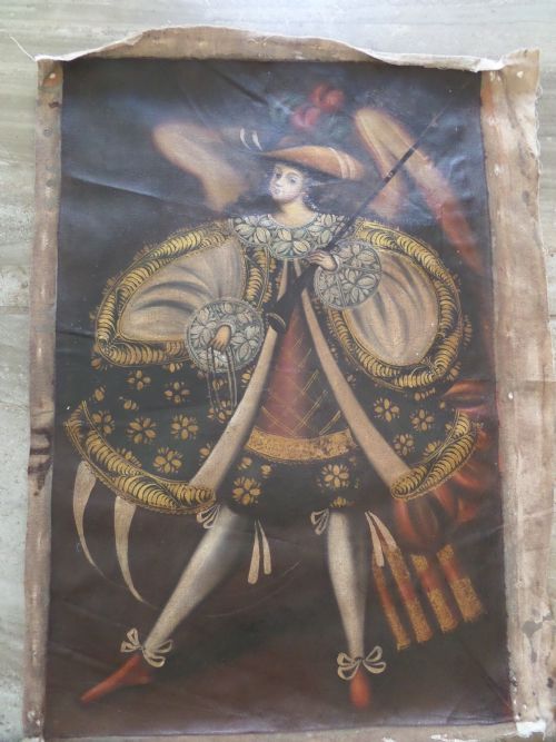 Large 19th Century Antique Oil Painting Angel Archangel