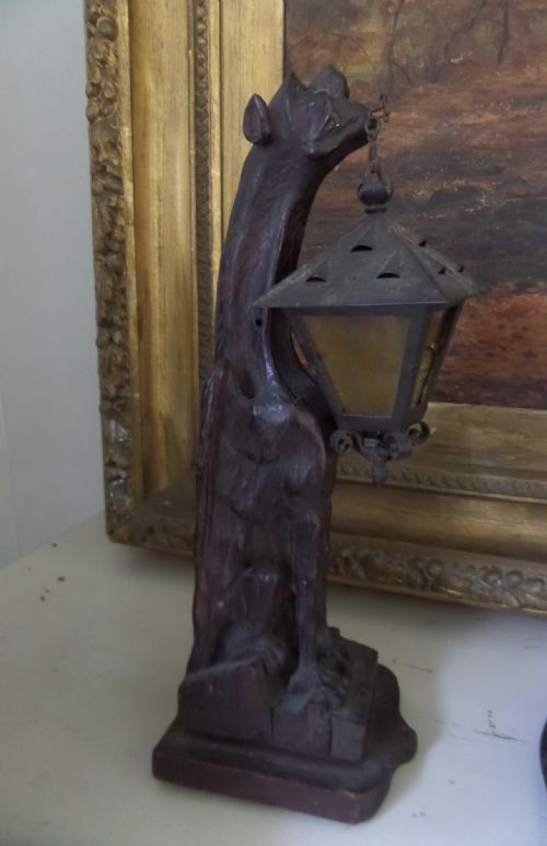 19th Century Carved Oak Gargoyle Wall Light Sconce