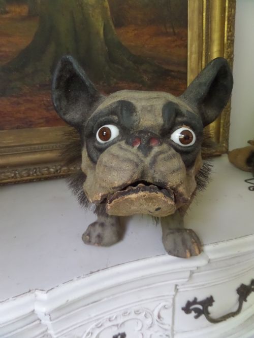 19th Century Antique Papier Mache Roullet & Decamps French Bulldog Dog 
Automaton