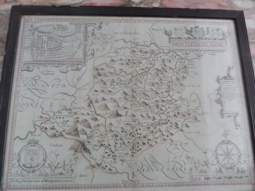 17th Century Antique Map Montgomeryshire by John Speed