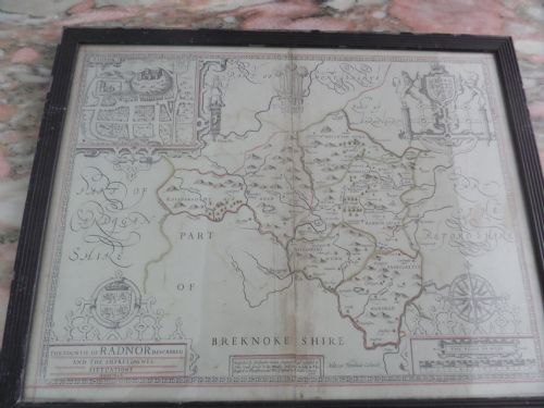 Rare 17th Century John Speed Map Countie of Radnor