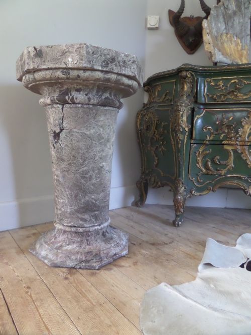 Very Large Regency Rouge Solid Marble Sundial Pedestal