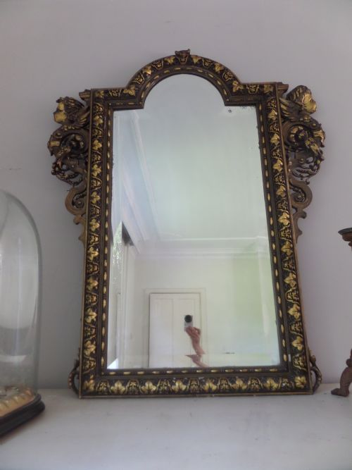 19th Century Gilt Overmantel Mirror Winged Cherubs