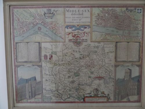17th Century Antique Map John Speed Middlesex London and Westminster