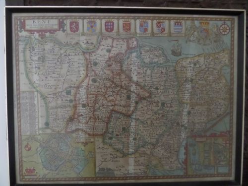 17th Century Antique Map John Speed of Kent.