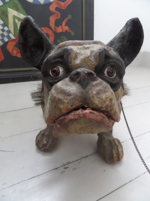 Victorian Papier Mache Growler French Bulldog