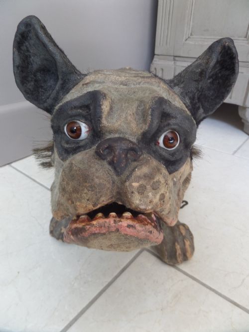 19th Century Roullet & Decamps Papier Mache French Bulldog