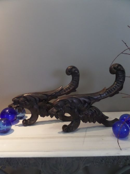Large Mythical Beast Lion 18th Century Oak Carvings
