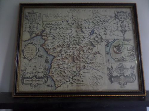 17th Century Map by John Speed Double Framed of Merionethshire