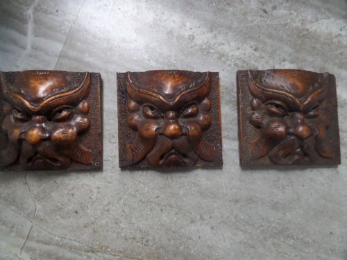 19th Century Carved Walnut Devil Grotesque Panel Carvings