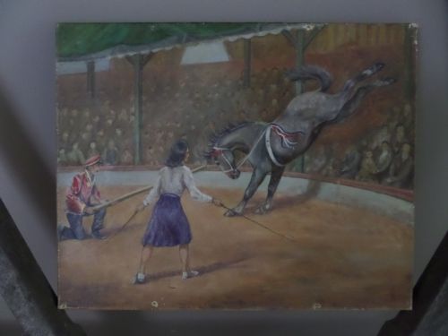 Antique Circus Horse Oil Painting John J Perring