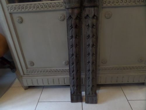 Large Deeply Carved Oak Pilasters with Berries and Leaves