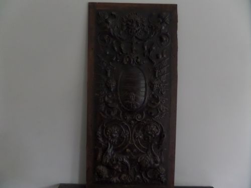 Antique Carved Gothic Walnut Panel Mythical Beasts and Harpies