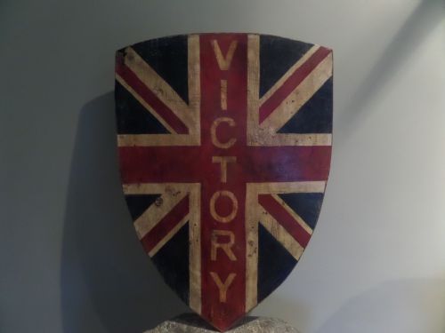 Antique Rare Armorial Union Jack Victory Flag Shield