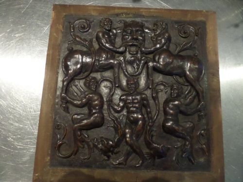 Antique Carved Walnut Mythical Panel Satyrs Devil and Sea Monster No 2