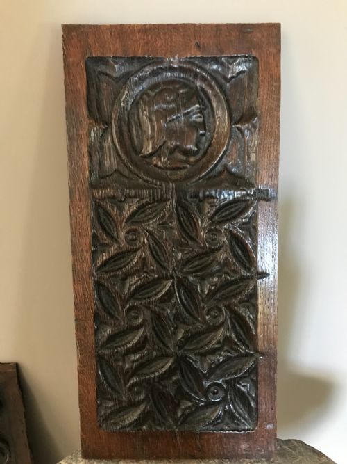 Antique Carved Oak Romayne Church Panel