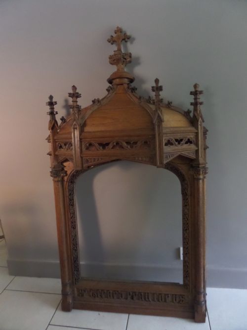 Large 19th Century Carved Oak Church Gothic Niche St Gerard