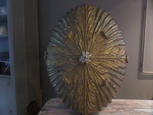 Large 18th Century French Carved and Gilded Ceiling Boss / Rose