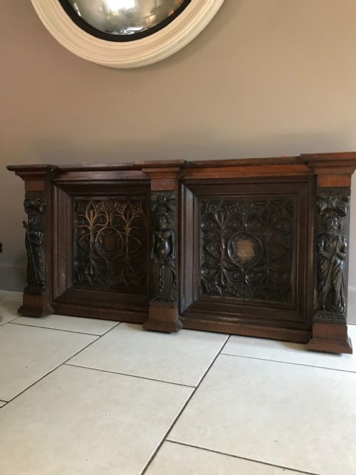 18th Century Carved Oak Gothic Revival Overmantel Panel