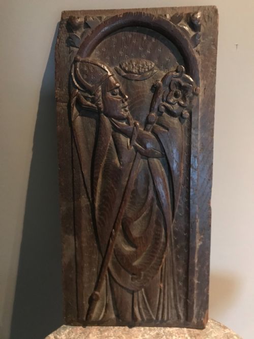 16th Century Carved Oak Panel Saint Dennis Decapitation