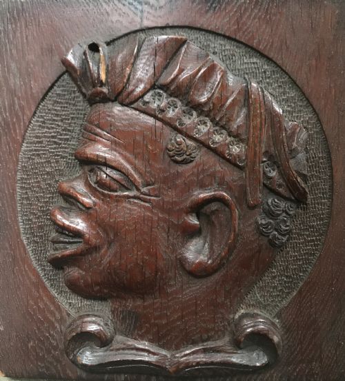 18th Century Folkart Carved Oak Panel