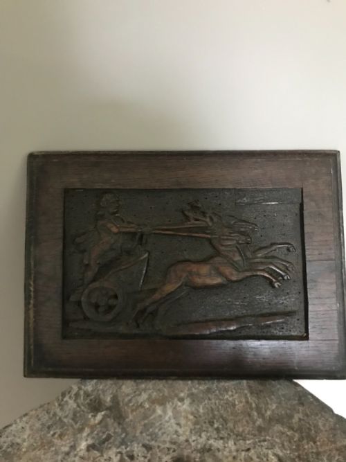 17th Century Carved Oak Reindeer Panel.
