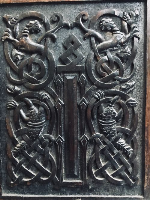 18th Century Carved Oak Celtic Gothic Panel