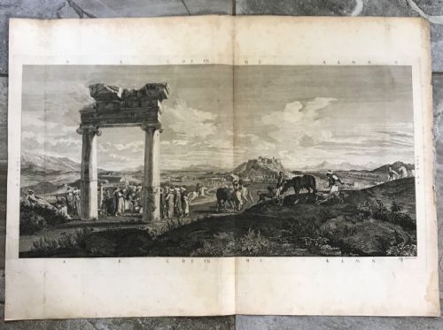 Rare Large 18th Century Engraving Panoramic View of Athens by James Basire